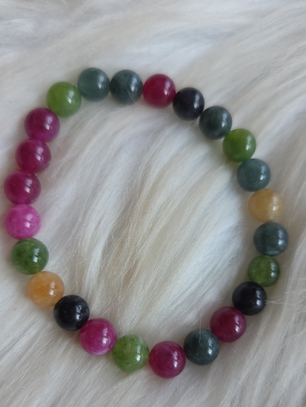 Watermelon Tourmaline Gemstone Stretchy Bracelet